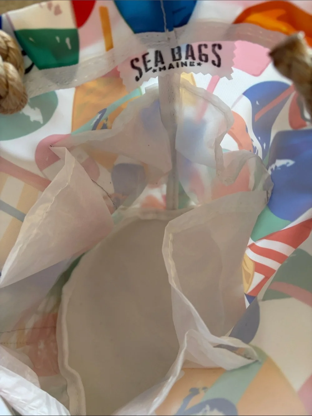 Sea Bags Maine Downeast Buoys Print Rope-Handle Tote